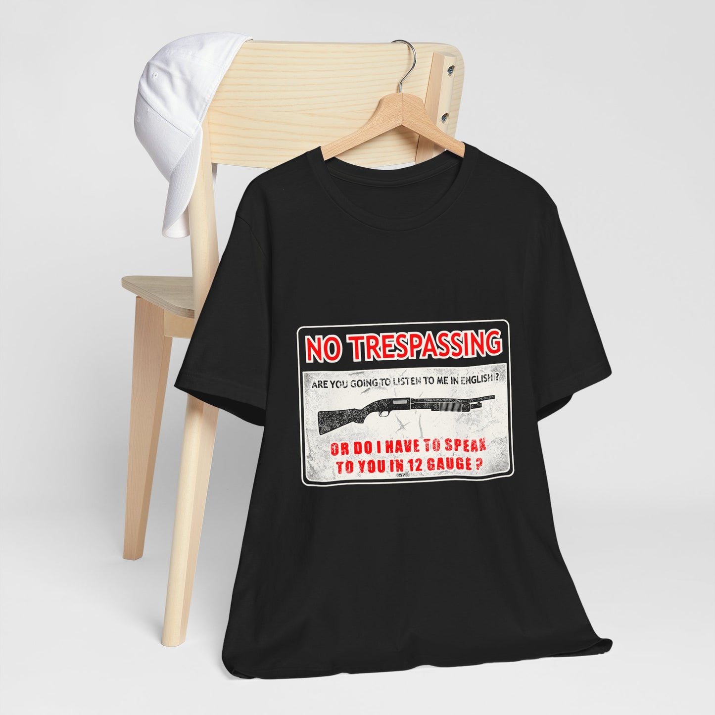 Funny 12 Gauge Shotgun Tee, Don't Speak English