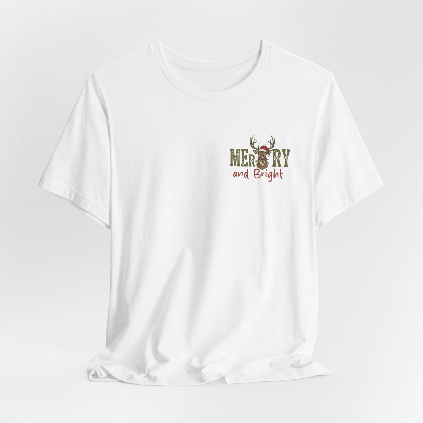 Christmas T‑Shirt — Merry and Bright Camouflage Buck Tee