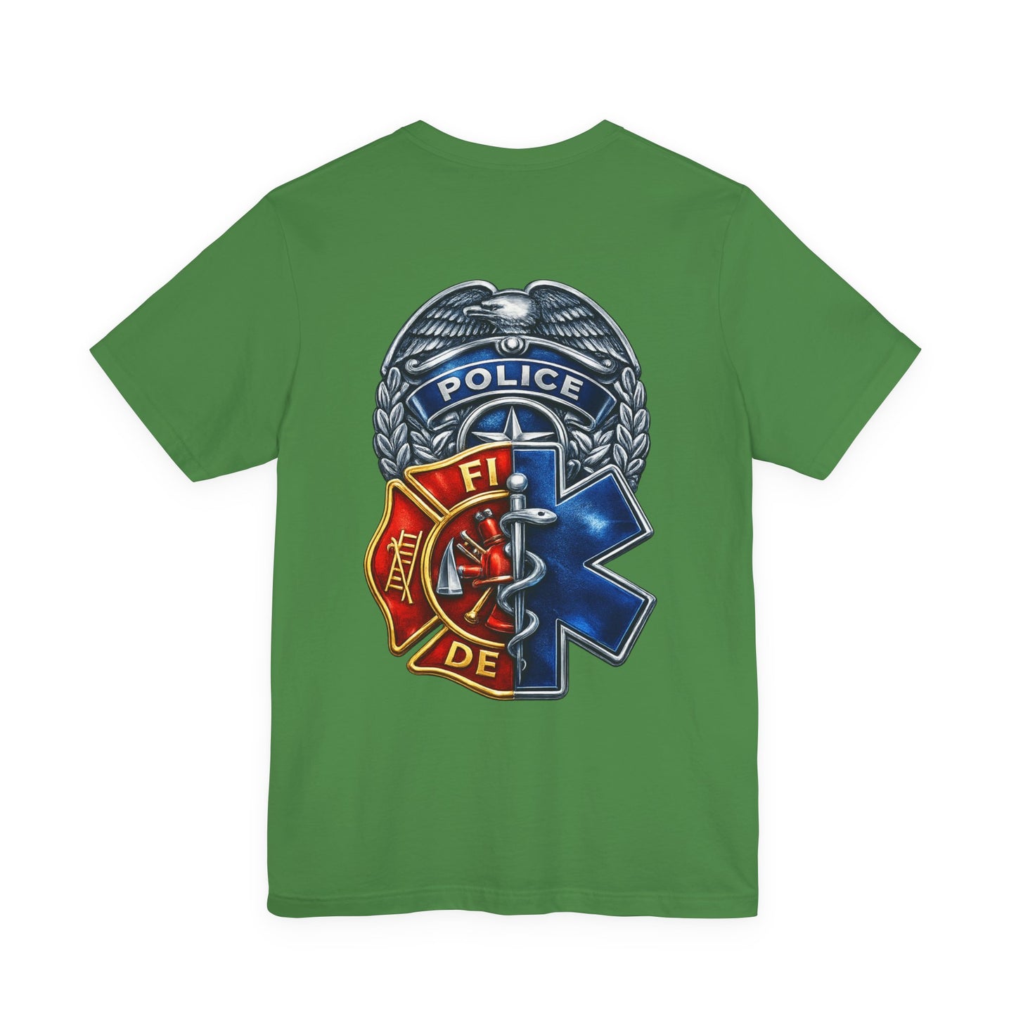 Police Fire EMS Badge Graphic Tee | First Responder Logo T-Shirt