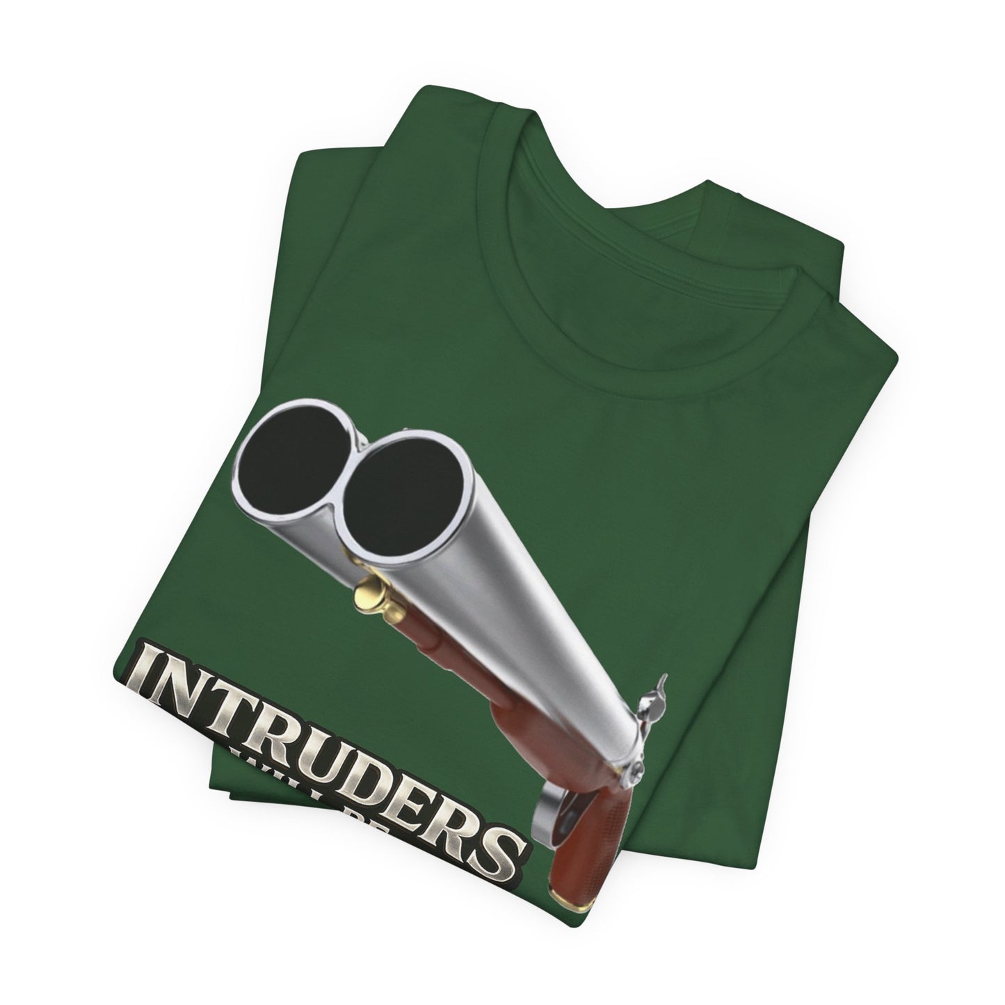 2nd Amendment Shotgun Safety Tee — "Intruders Will Be Shot, Survivors Shot Again" Graphic T-Shirt