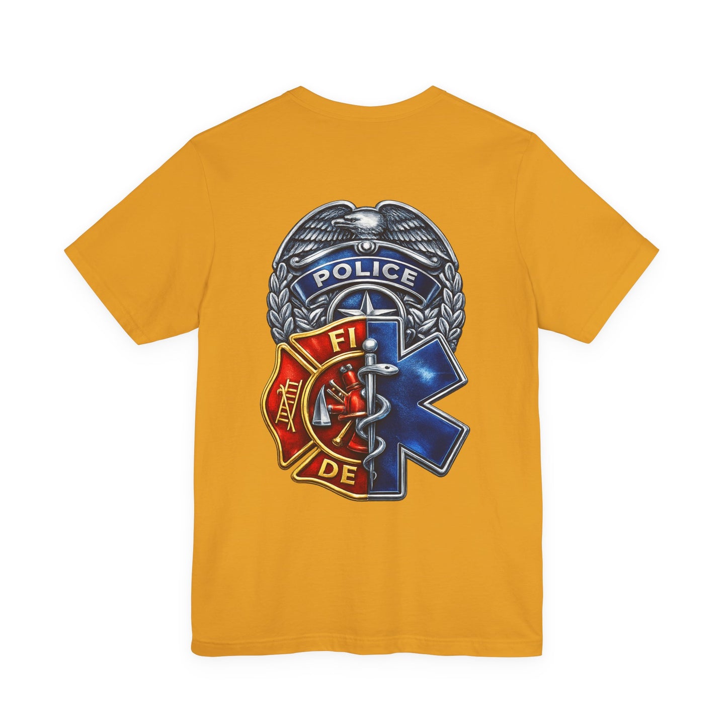 Police Fire EMS Badge Graphic Tee | First Responder Logo T-Shirt