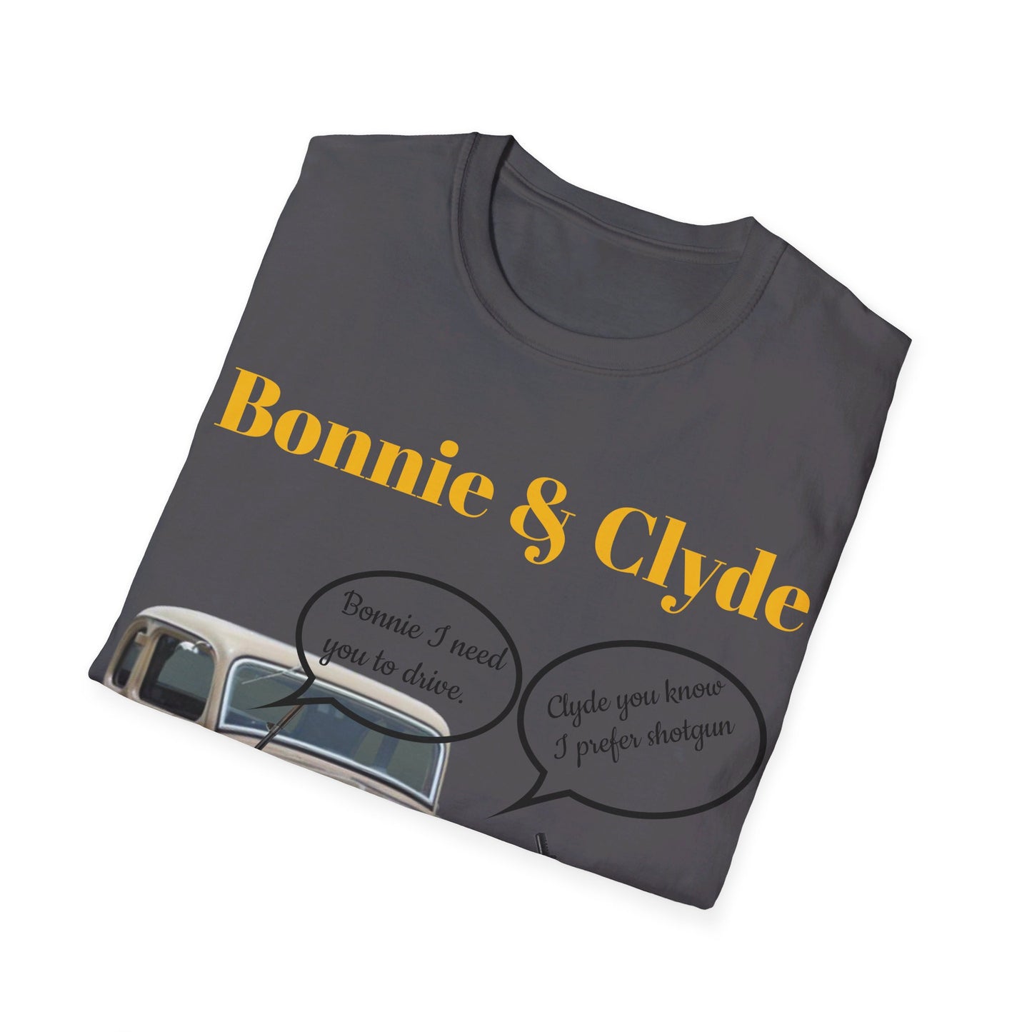 Bonnie and Clyde Rifle T-Shirt, Outlaw Couple Matching Tee, Vintage Gangster Shirt, Criminal Partners Top, Retro Crime Duo Apparel