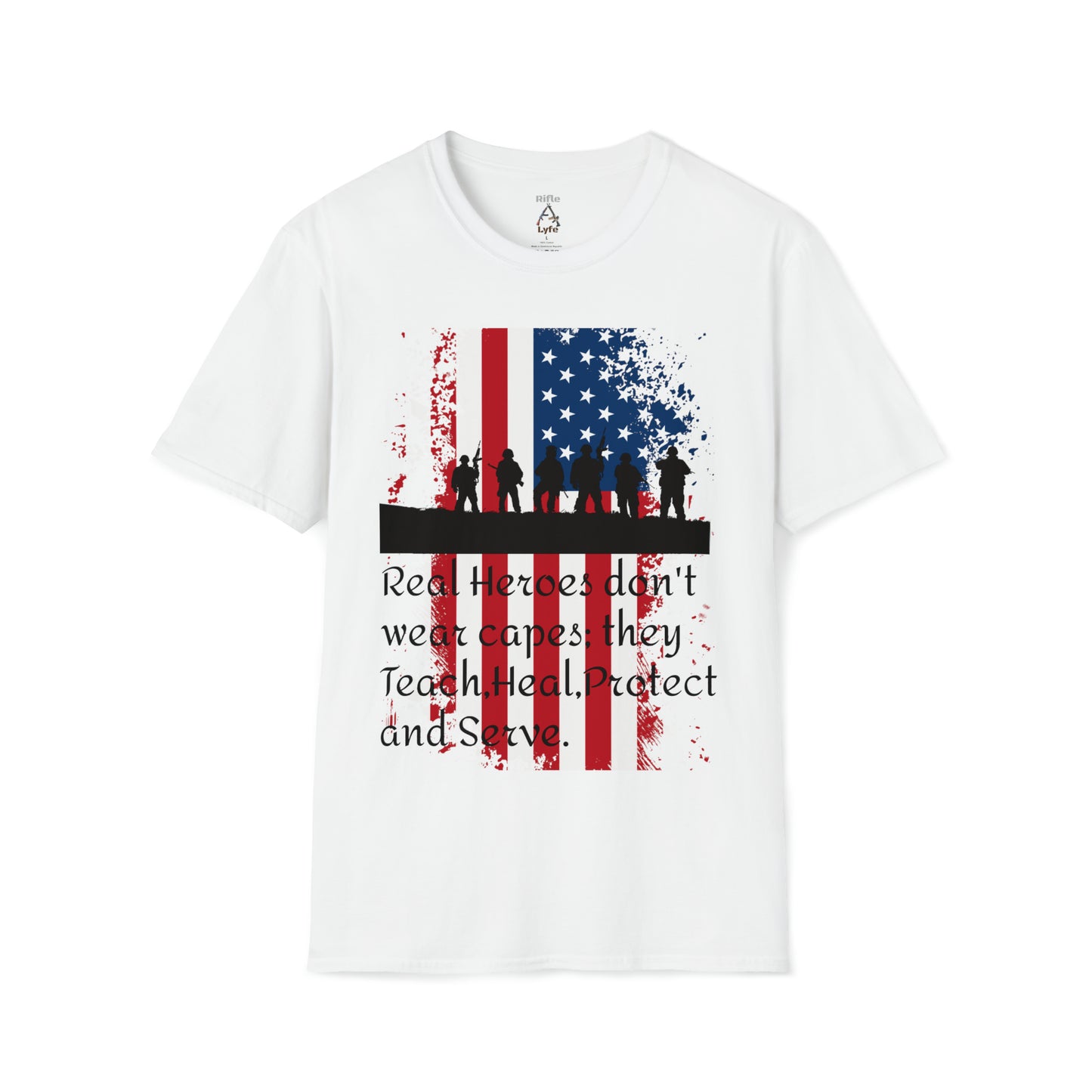 Military shirt, Real Heroes, Soldiers, tattered U.S. flag