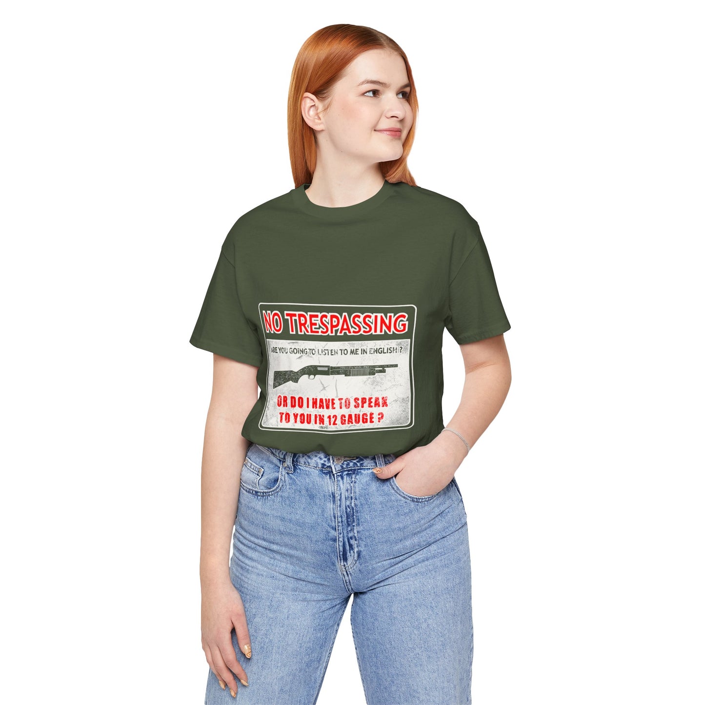 Funny 12 Gauge Shotgun Tee, Don't Speak English