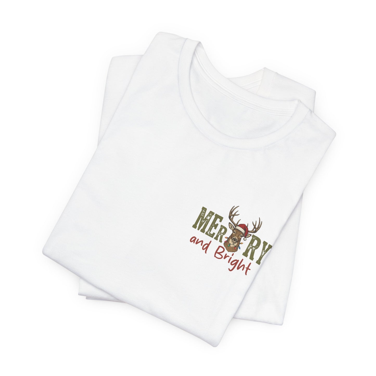 Christmas T‑Shirt — Merry and Bright Camouflage Buck Tee