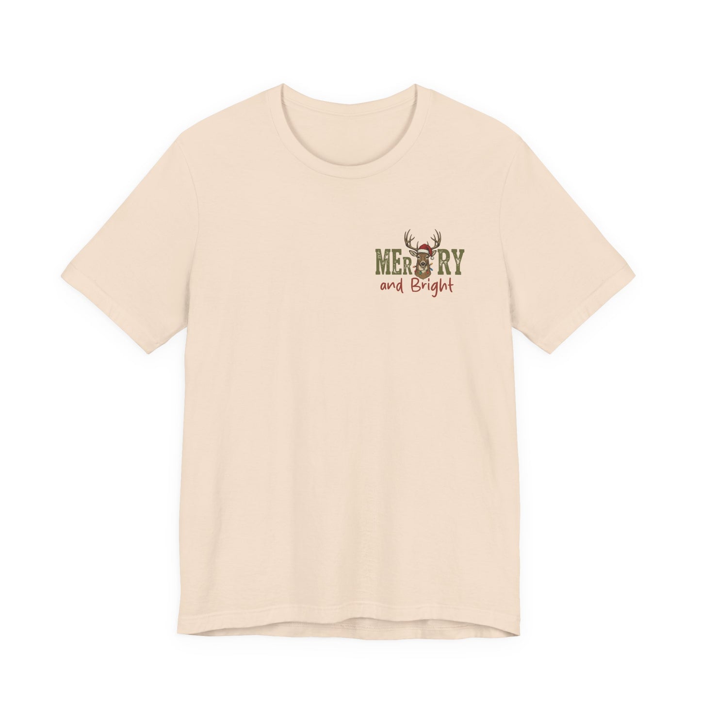 Christmas T‑Shirt — Merry and Bright Camouflage Buck Tee