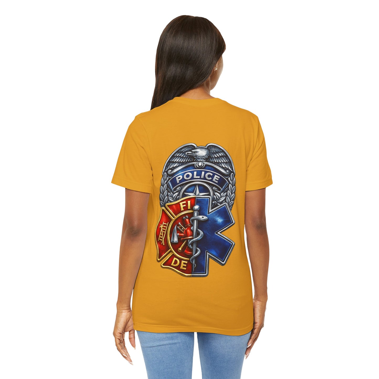 Police Fire EMS Badge Graphic Tee | First Responder Logo T-Shirt