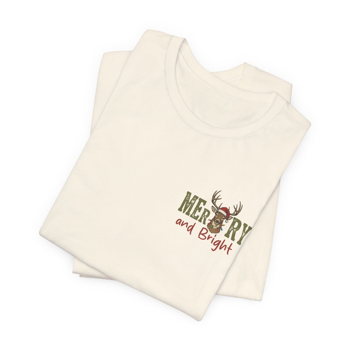 Christmas T‑Shirt — Merry and Bright Camouflage Buck Tee