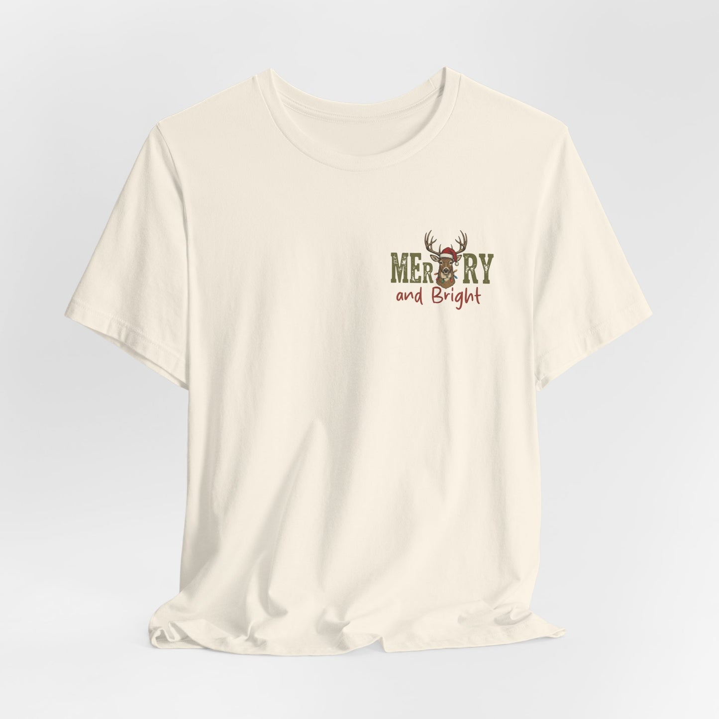 Christmas T‑Shirt — Merry and Bright Camouflage Buck Tee