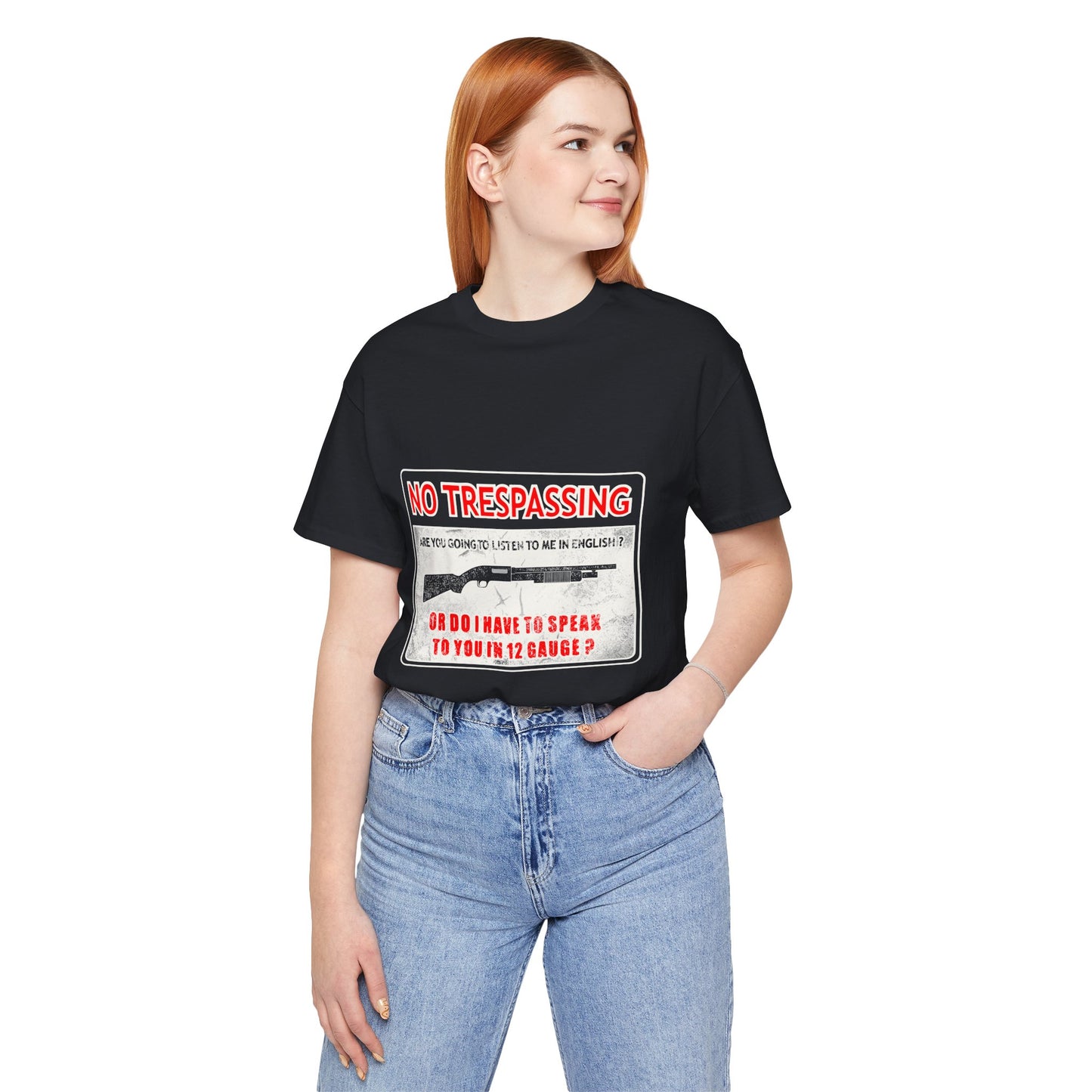 Funny 12 Gauge Shotgun Tee, Don't Speak English