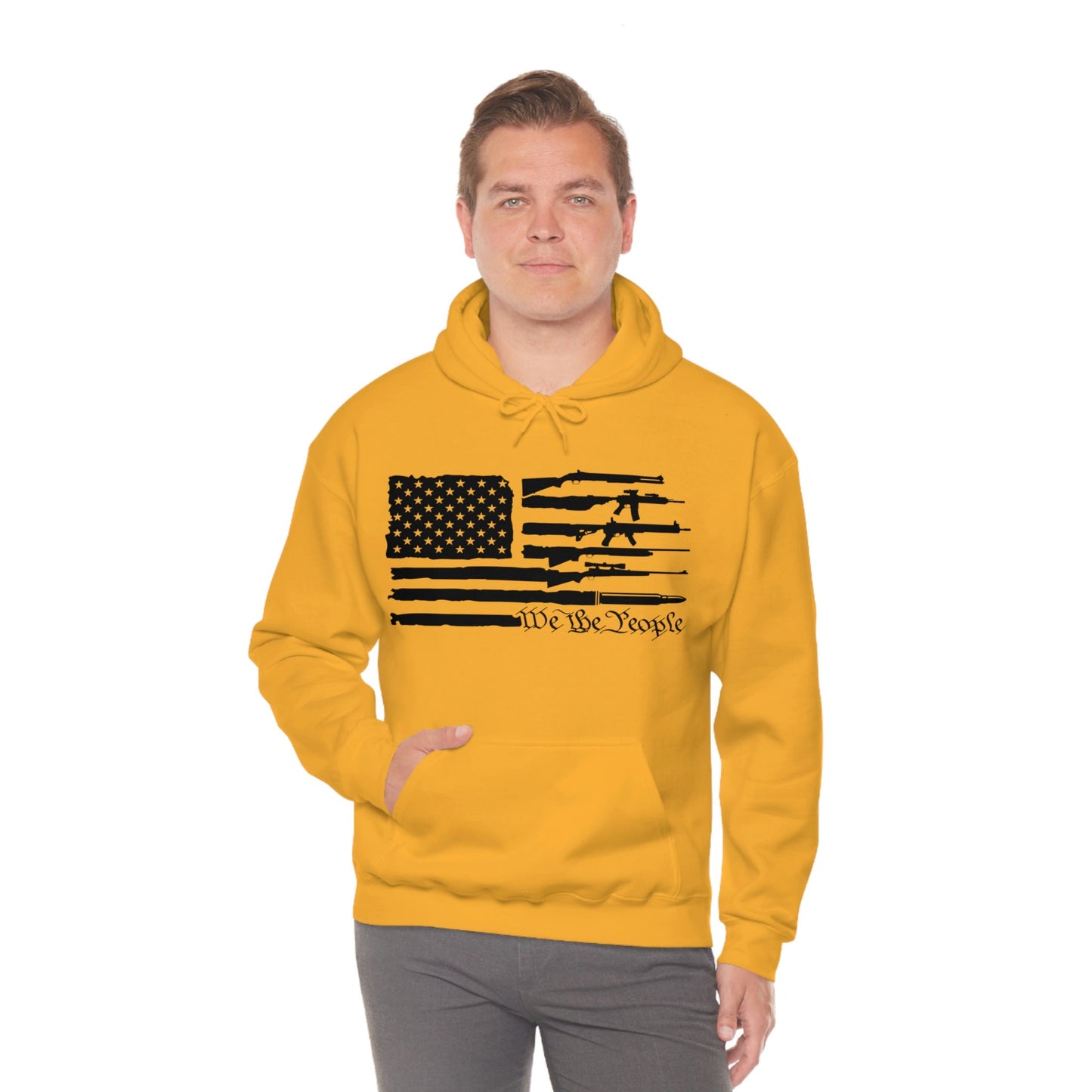 Unisex Heavy Blend Hooded Sweatshirt, rifles, 2nd amendment, us flag, We the people