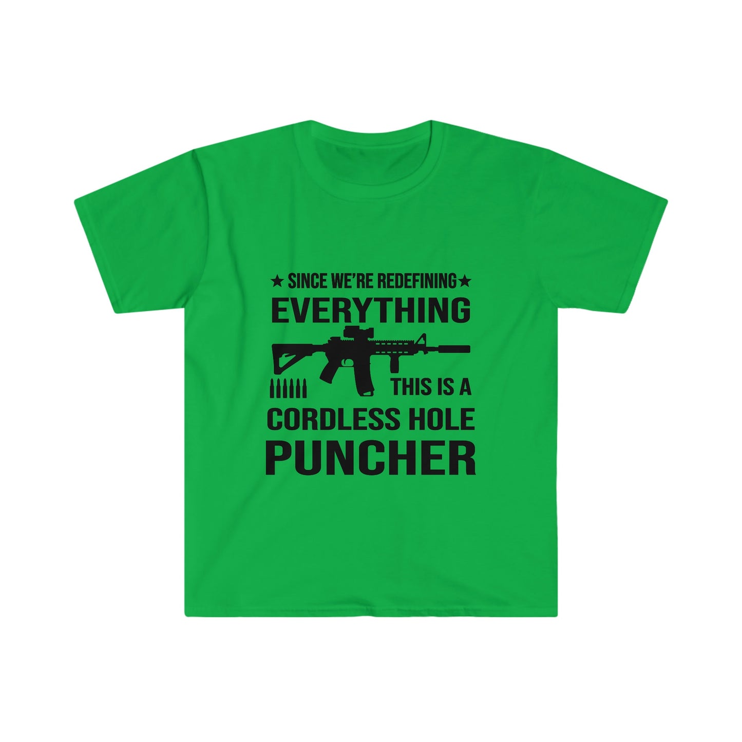 Unisex Softstyle T-Shirt, cordless hole, puncher, ar15, rifle, hole puncher