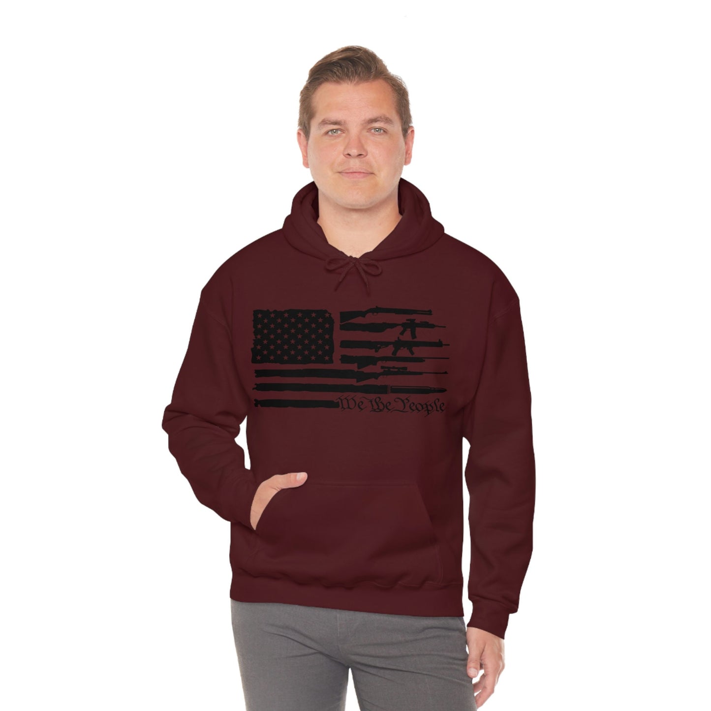 Unisex Heavy Blend Hooded Sweatshirt, rifles, 2nd amendment, us flag, We the people