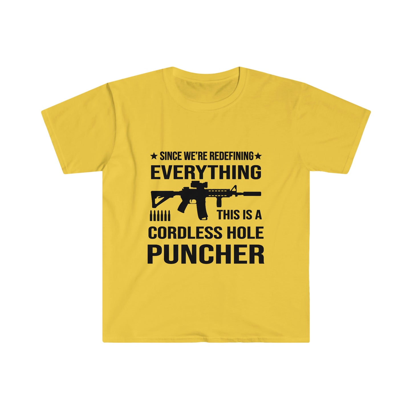 Unisex Softstyle T-Shirt, cordless hole, puncher, ar15, rifle, hole puncher