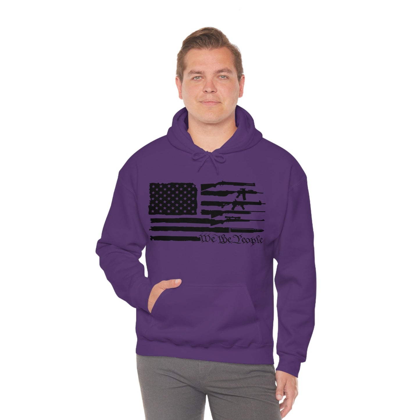 Unisex Heavy Blend Hooded Sweatshirt, rifles, 2nd amendment, us flag, We the people