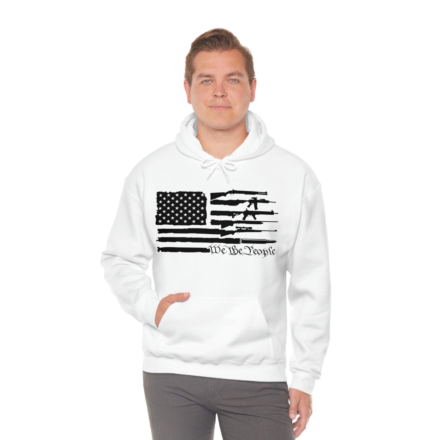 Unisex Heavy Blend Hooded Sweatshirt, rifles, 2nd amendment, us flag, We the people